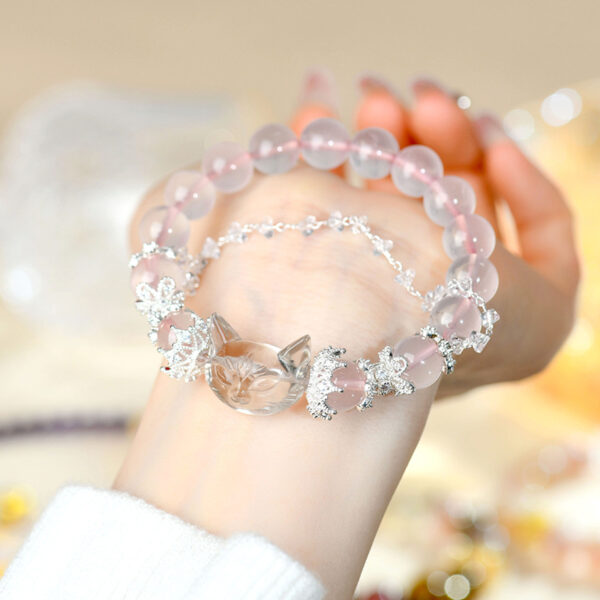 Ice pink crystal white crystal fox bracelet fresh and fashionable new Chinese style bracelet jewelry
