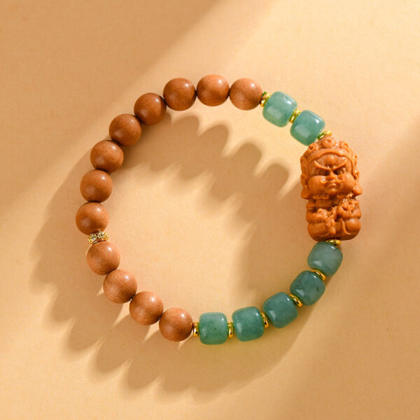 Natural stone old-style beads sandalwood splicing bracelet new Chinese retro style Buddhist beads creative bracelet jewelry