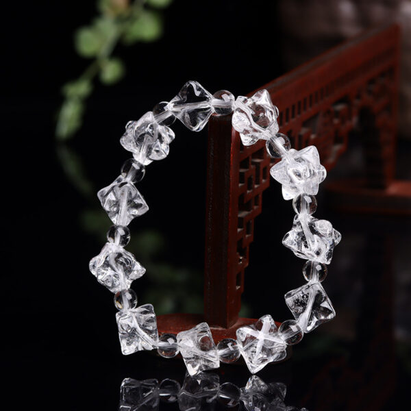 Natural white crystal Merkaba single loop bracelet six-pointed star David star octagonal star three-dimensional bracelet