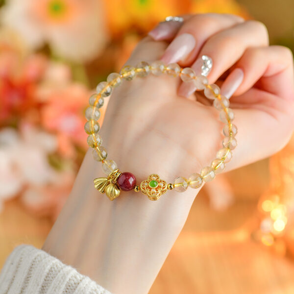 Crystal yellow hair crystal cinnabar two worlds joy bracelet new Chinese retro cultural and creative fashion new original bracelet