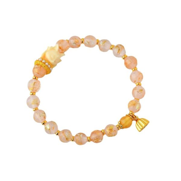 Pink gold foil incense ash glass nine-tailed fox bracelet lotus pendant popular women's bracelet