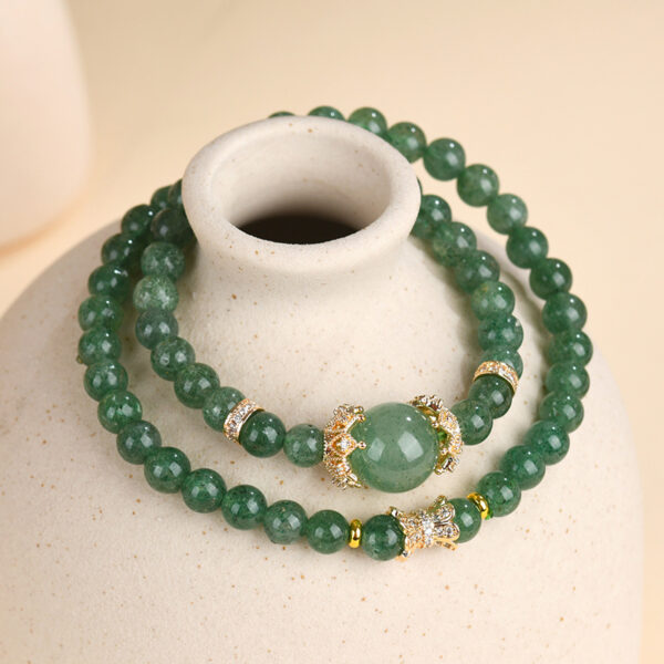 Natural crystal green strawberry crystal double circle bracelet simple fashion network new hit original bracelet jewelry