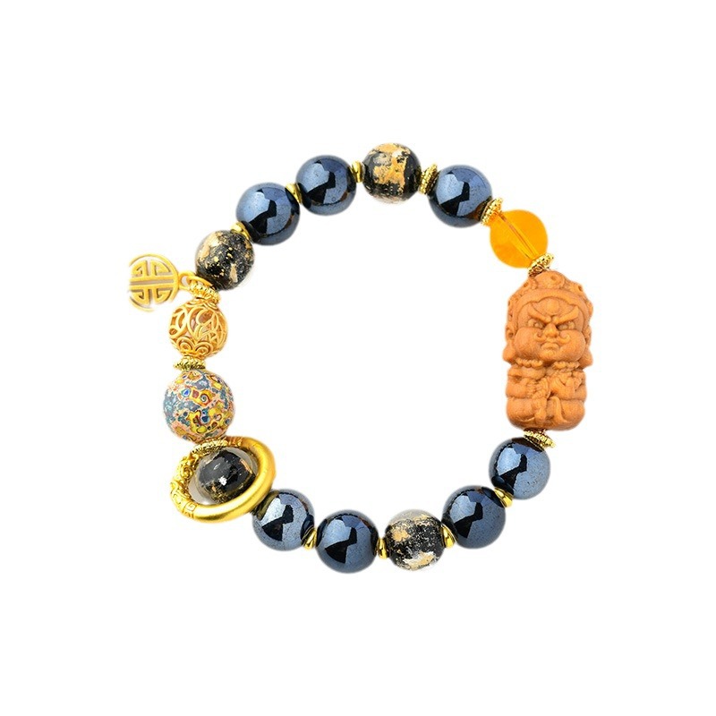 Incense Ash Black Porcelain Glass Gold Foil Bracelet Jewelry