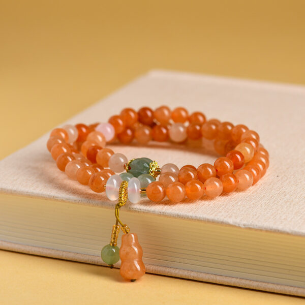 Gold Jade Multi-Circle Bracelet Gourd Pendant New Popular Ethnic Style Buddhist Bead Bracelet