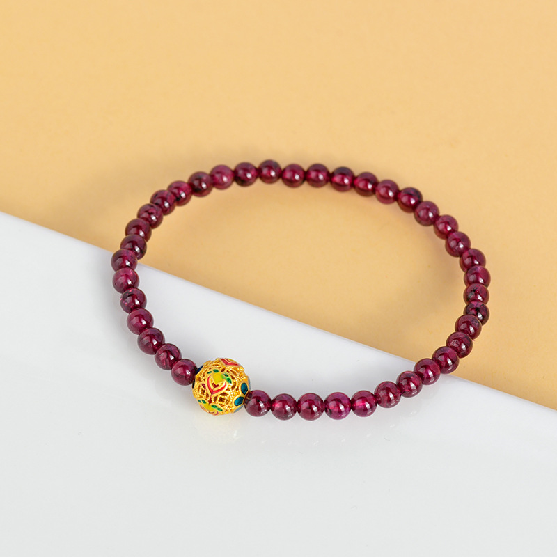 Crystal rose red garnet hollow ball bracelet original new bracelet jewelry