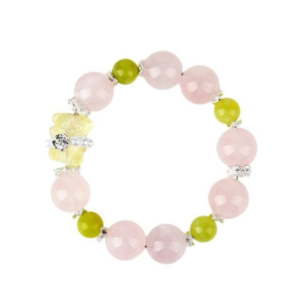 Rose Quartz Green Crystal Bear Bracelet Original Large Particles Hot Sale Peach Pink Love Bracelet Jewelry