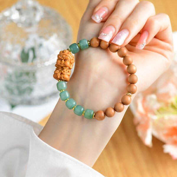 Natural stone old-style beads sandalwood splicing bracelet new Chinese retro style Buddhist beads creative bracelet jewelry