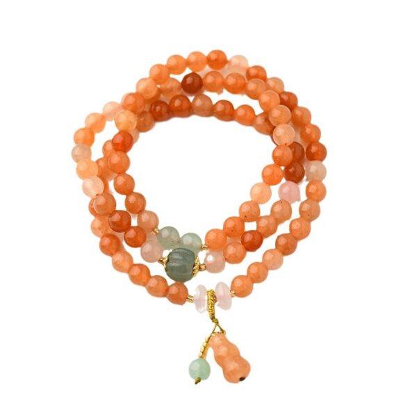 Gold Jade Multi-Circle Bracelet Gourd Pendant New Popular Ethnic Style Buddhist Bead Bracelet