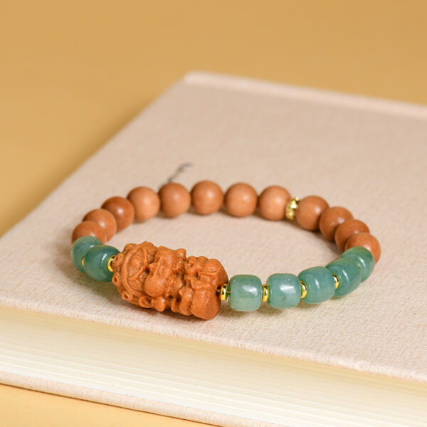 Natural stone old-style beads sandalwood splicing bracelet new Chinese retro style Buddhist beads creative bracelet jewelry