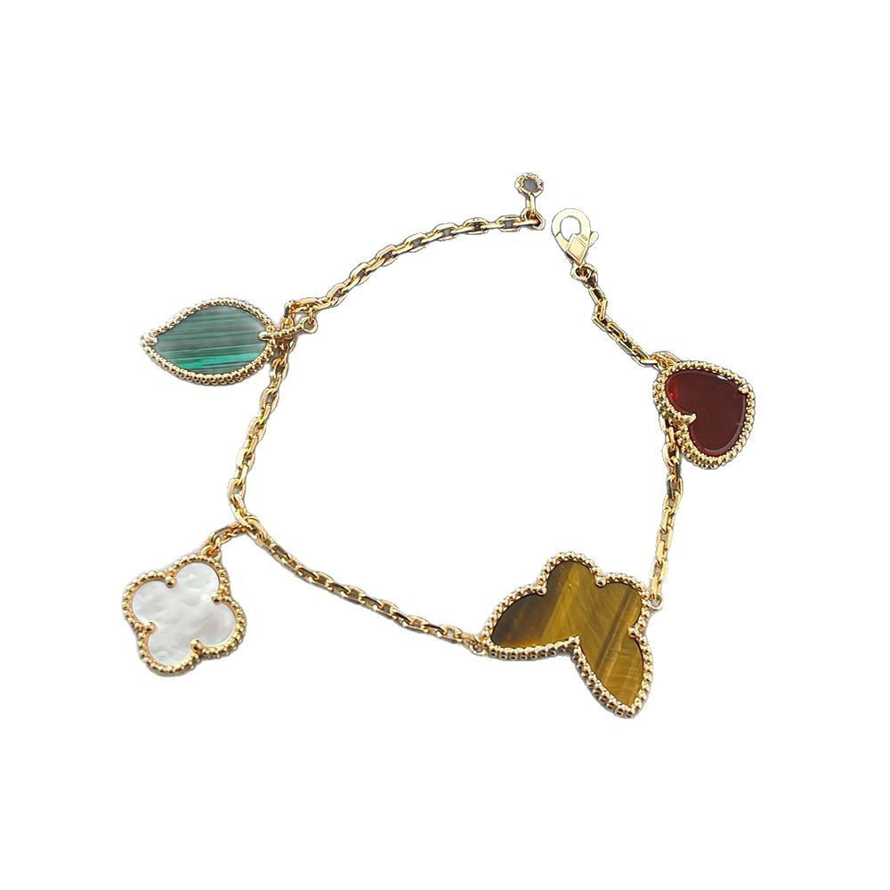 Four-leaf clover luck flower bracelet for women 18k gold butterfly five-pointed star heart Agate jewelry