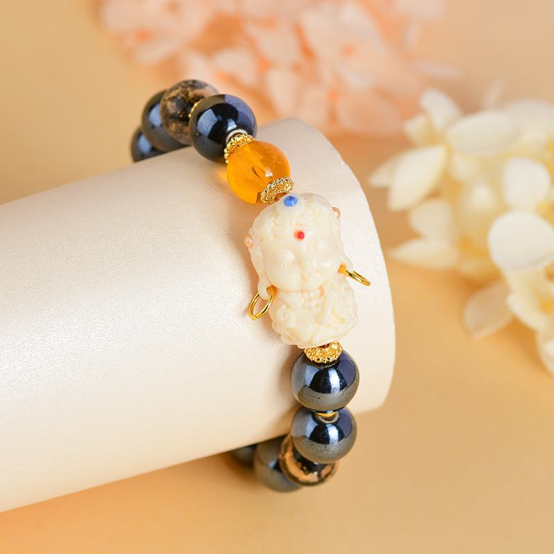Incense Ash Black Porcelain Glass Gold Foil Bracelet Jewelry