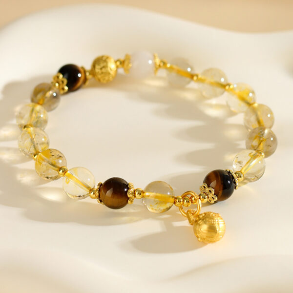 Natural crystal yellow hair crystal tiger eye stone swallowing beast bracelet new Chinese style literary fashion bracelet jewelry gift