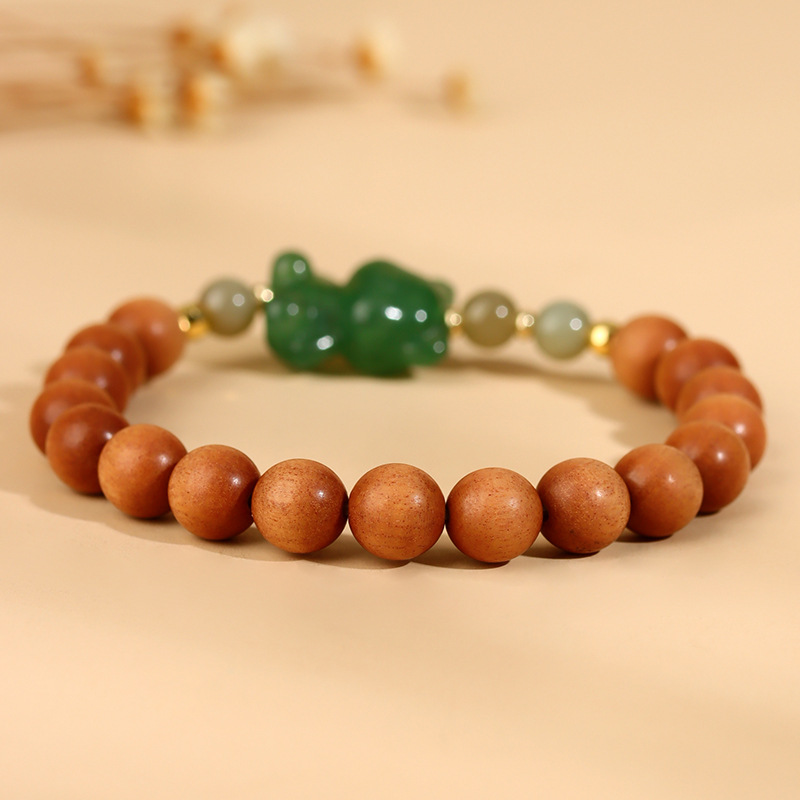 Old mountain sandalwood aventurine bear bracelet new Chinese style play play Buddhist beads bracelet scenic area temple hot sale