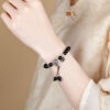 Obsidian bracelet, green incense ash, glass Buddhist beads, rosary bracelet, hot sale