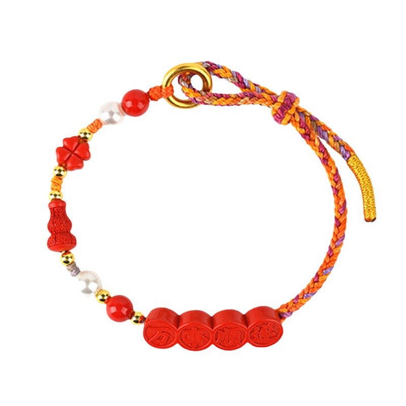 Cinnabar original emperor red sand everything goes well diy hand-woven bracelet rope jewelry