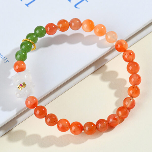 South Red Agate Original Bracelet White Agate Bear Chinese Fashion Bracelet Jewelry