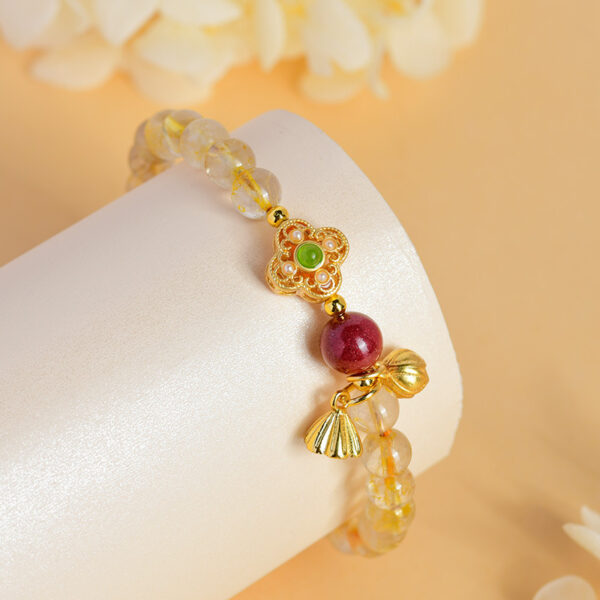 Crystal yellow hair crystal cinnabar two worlds joy bracelet new Chinese retro cultural and creative fashion new original bracelet