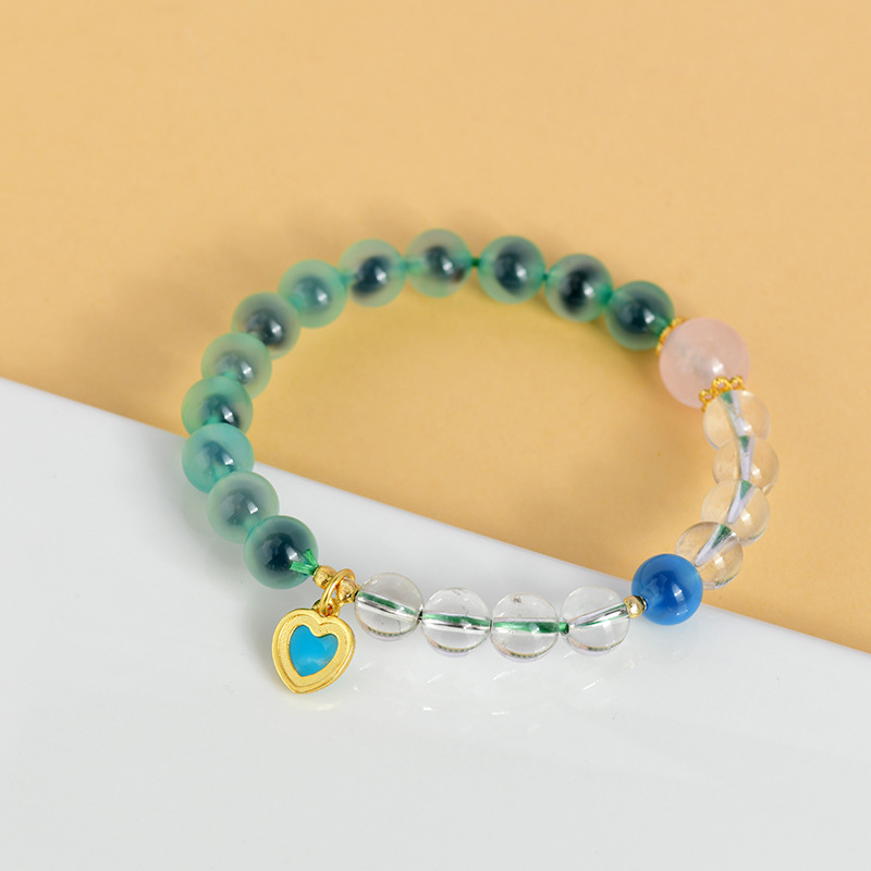 White crystal sugar heart agate bracelet love pendant fresh and sweet original design new hot style bracelet
