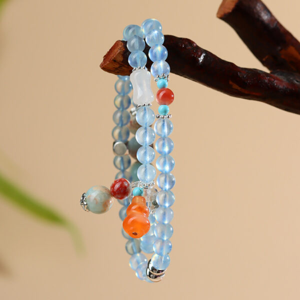 Crystal aquamarine double circle bracelet ice transparent fresh fashion original new style bracelet
