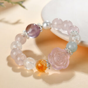 Rose Quartz Peony Flower Amethyst Aquamarine Bracelet Fashion Original Hot Selling Bracelet