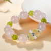 Rose Quartz Green Crystal Bear Bracelet Original Large Particles Hot Sale Peach Pink Love Bracelet Jewelry