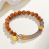 Sandalwood gray agate half bracelet lotus pendant new Chinese style Buddhist beads hand string hot sale