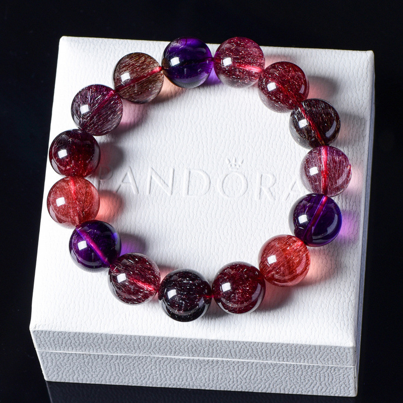 Blackcurrant Super Seven Crystal Bracelet Girls Venom Golden Berry Three-Wheel Backbone Multi-Treasure Single Bead Bracelet