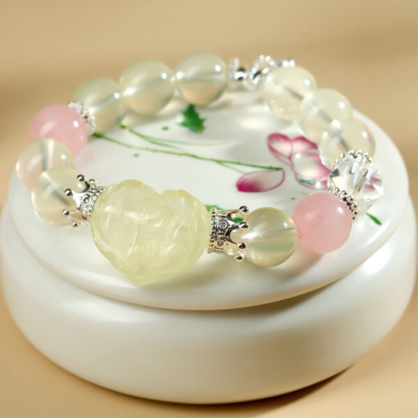 Lemon yellow crystal love nine-tailed fox bracelet large round beads fashion bracelet