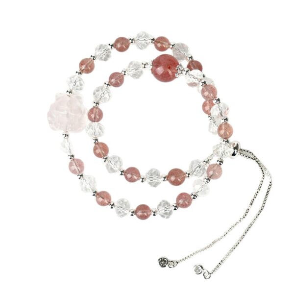 Strawberry crystal white crystal double circle bracelet pink crystal nine-tailed fox popular female bracelet