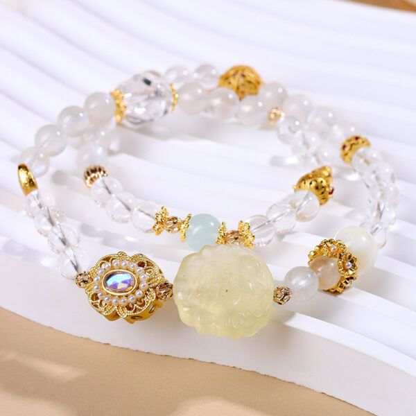 White crystal blue moonstone yellow crystal nine-tailed fox double circle bracelet niche light luxury bracelet