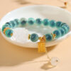 Green sugar heart agate white crystal nine-tailed fox bracelet scenic area temple new Chinese style bracelet