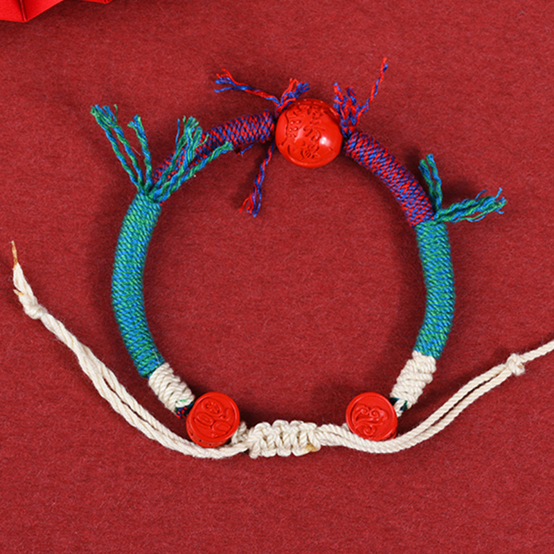High content cinnabar original imperial red sand Wu Sui general hand-woven Tibetan bracelet rope
