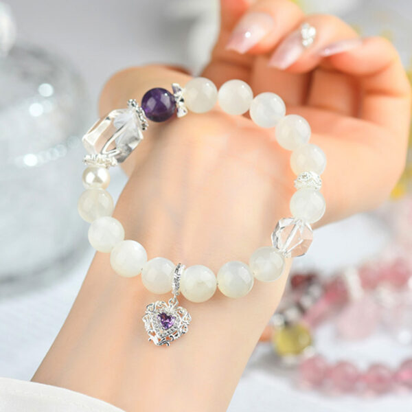 White Moonstone Micro-Inlaid Love Bracelet Labradorite White Crystal Bracelet New Hot Selling