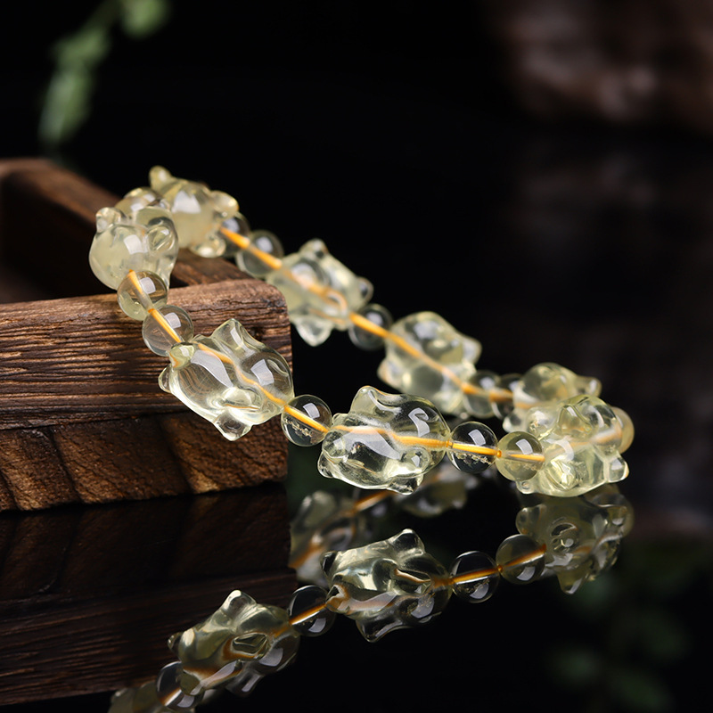 Citrine bunny single loop bracelet original stone carving original couple bracelet