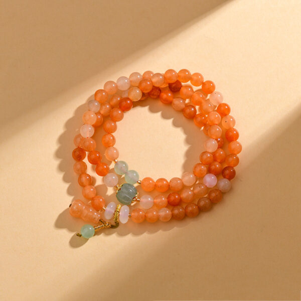 Gold Jade Multi-Circle Bracelet Gourd Pendant New Popular Ethnic Style Buddhist Bead Bracelet
