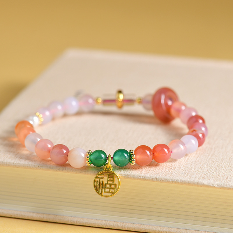 Yanyuan agate bracelet with Paohuanfu brand pendant, fresh and popular bracelet for women