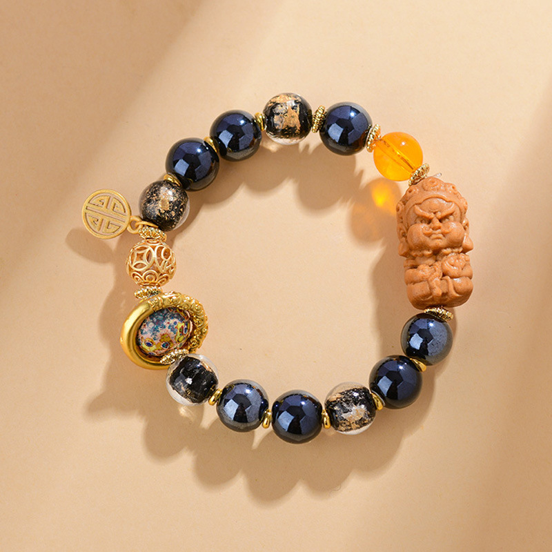 Incense Ash Black Porcelain Glass Gold Foil Bracelet Jewelry