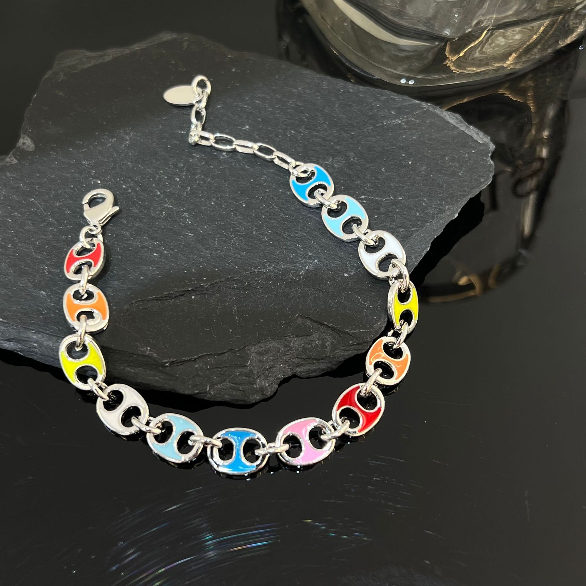 Colorful pig nose bracelet for women light luxury style fashion personality all-match high-grade rainbow bracelet