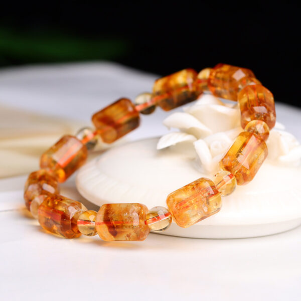 Citrine violent yellow tower crystal pyramid color barrel bead bracelet ice crystal original bracelet