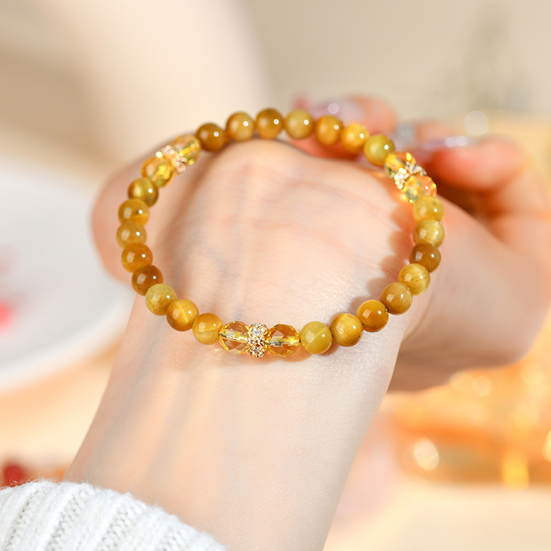Colored gold tiger eye faceted citrine bracelet fashionable new hot style bracelet
