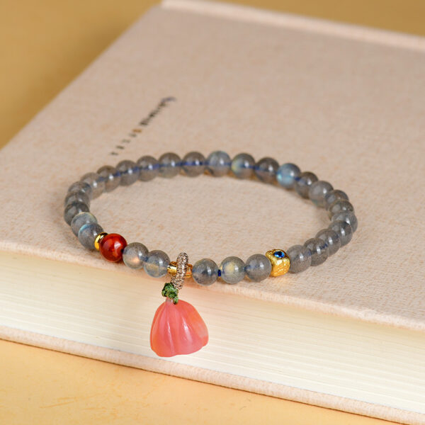 Crystal Grey Moonlight Labradorite Bracelet Yanyuan Agate Lotus Bracelet