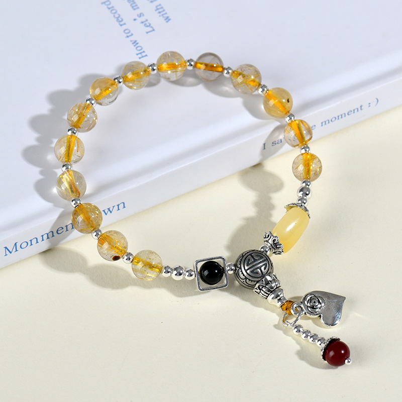 Crystal golden hair crystal beeswax bracelet temple culture innovation Chinese style fashion original female bracelet customization