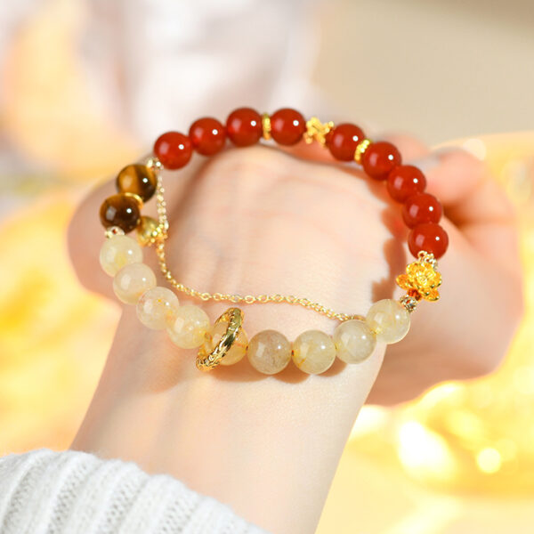 Crystal red agate golden yellow crystal tiger eye stone bracelet fashionable original new hot style bracelet
