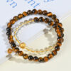 Natural yellow tiger eye stone citrine double circle bracelet Jinba multi-circle round beads new hot-selling bracelet jewelry