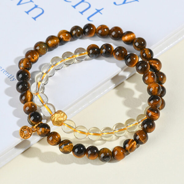 Natural yellow tiger eye stone citrine double circle bracelet Jinba multi-circle round beads new hot-selling bracelet jewelry