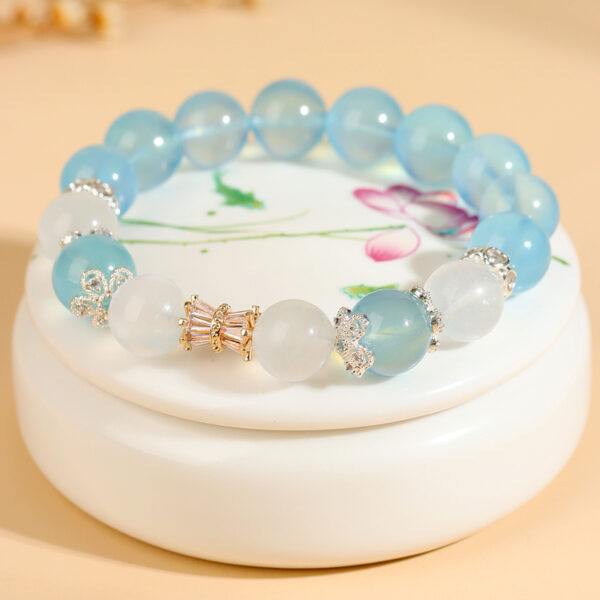 Crystal aquamarine moonstone large grain round bead bracelet ice type fashionable and atmospheric original bracelet