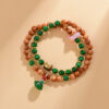 Sandalwood dry green double circle bracelet lotus pendant new Chinese style scenic area temple new hot bracelet jewelry