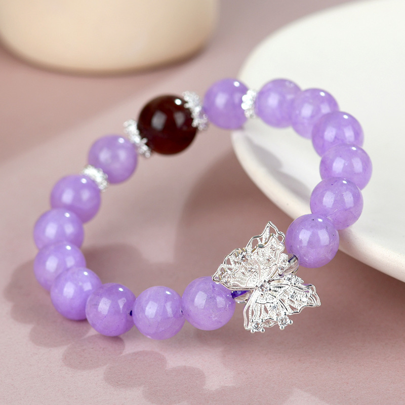 Lavender Amethyst Strawberry Crystal Butterfly Bracelet Dreamy Romantic Purple Original Women's Bracelet