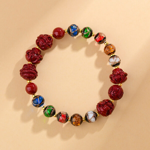Glass cinnabar three-in-one six-in-one bracelet for the birth year of the zodiac dragon year for men and women couples