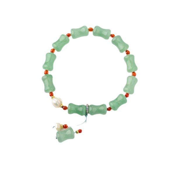 Green Aventurine Bamboo Jade Pearl Bracelet Rising Step by Step Live Streaming Hot Retro Simple Bracelet